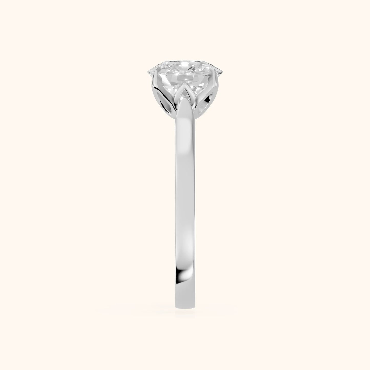 Isabella Bloom Solitaire Cushion Diamond Engagement Ring in Silver - SideView
