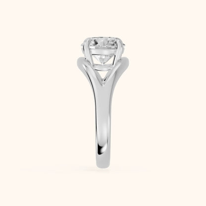 Seraphina Criss Cross Round Diamond Engagement Ring in Platinum - SideView