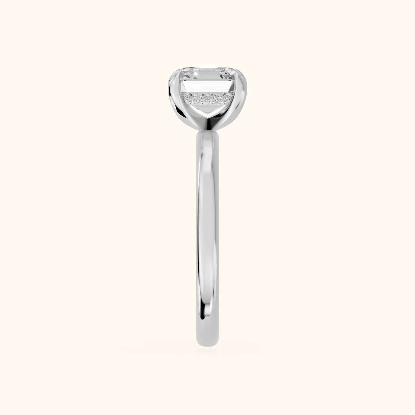 Charlotte Charm Solitaire Asscher Diamond Engagement Ring in Silver - SideView