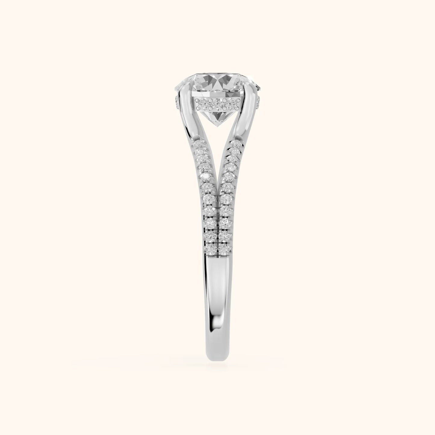 Eternal Embrace Solitaire Round Diamond Engagement Ring in Silver - SideView