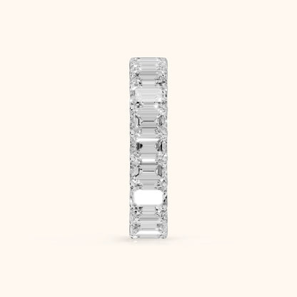 Josette Shared Prong Emerald Diamond Eternity Band in Platinum - SideView