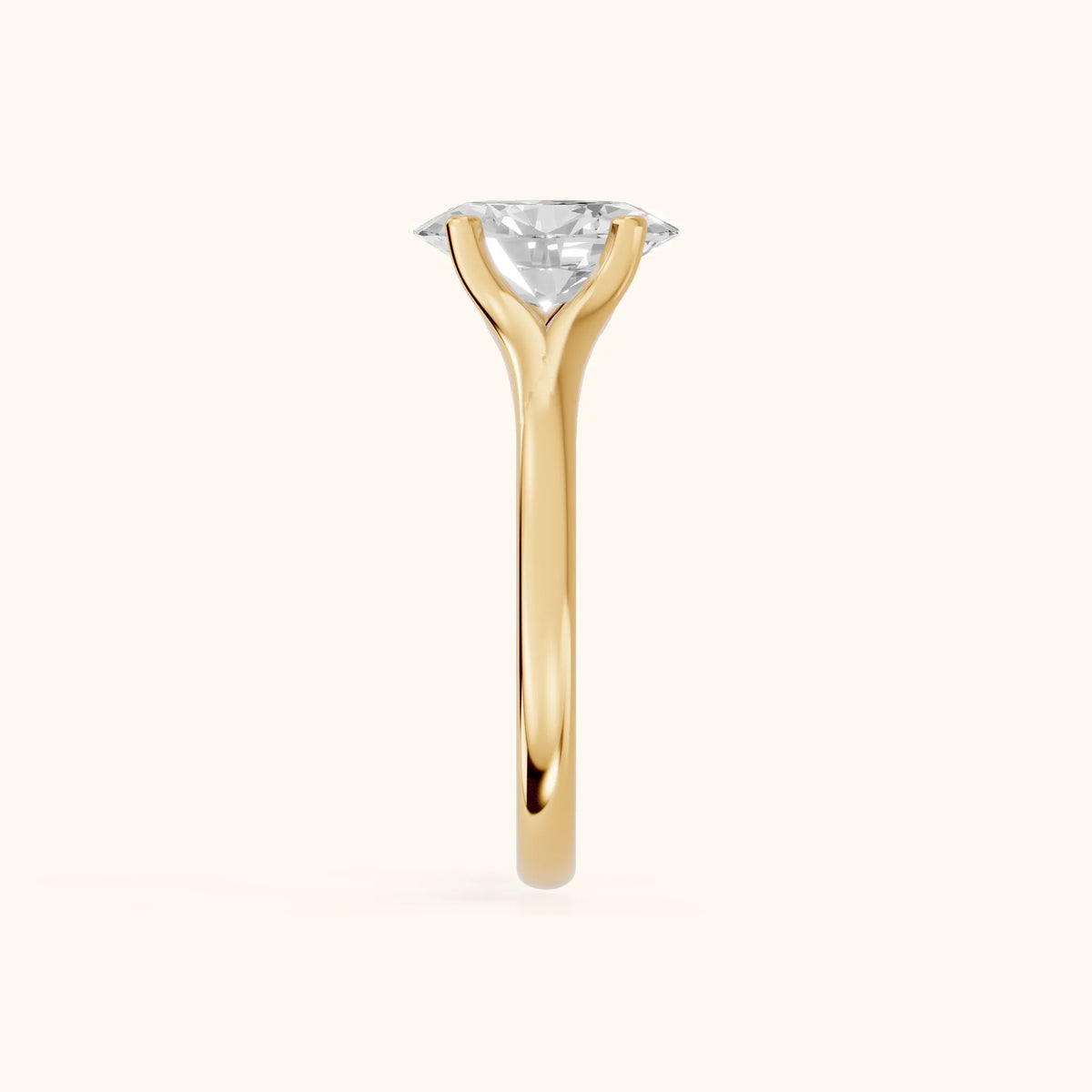 Nell Split Shank Solitaire Oval Diamond Engagement Ring in Yellow Gold - SideView.webp