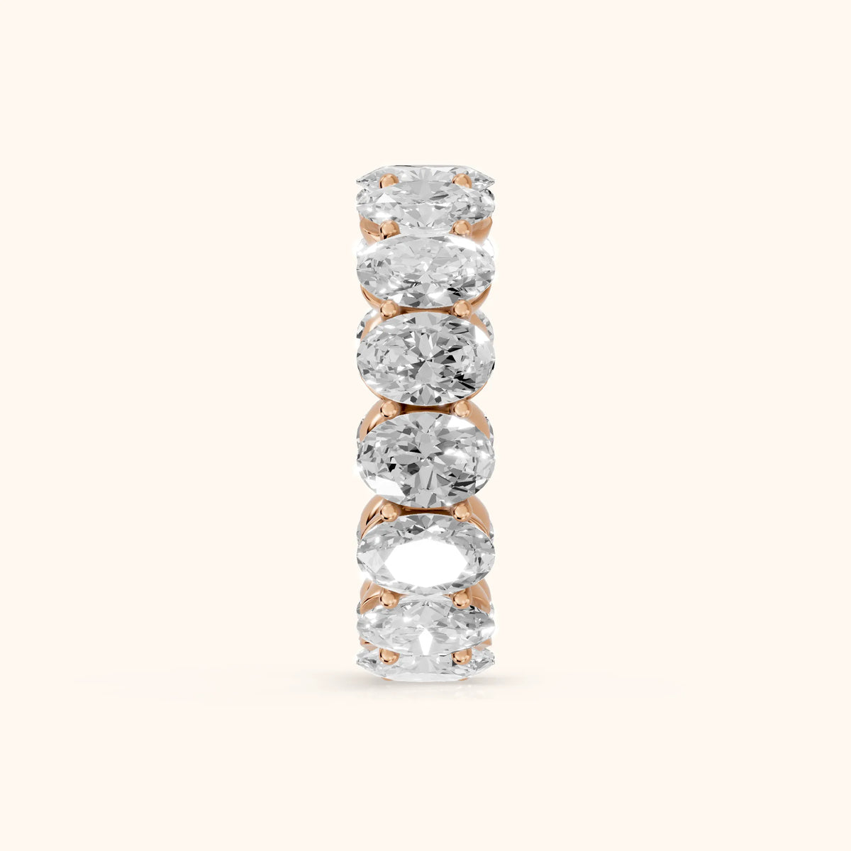Flavia Shared Prong Oval Diamond Eternity Band in Rose Gold - SideView