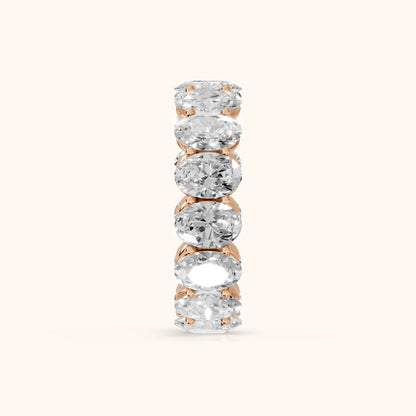 Flavia Shared Prong Oval Diamond Eternity Band in Rose Gold - SideView