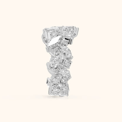 Romina Eternity Marquise & Round Diamond Anniversary Ring in Silver - SideView