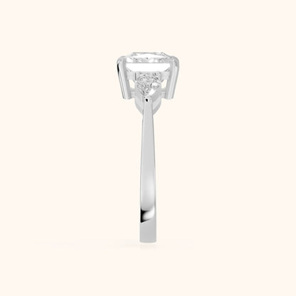 Grace Three Stone Princess Diamond Engagement Ring in White Gold - SideView
