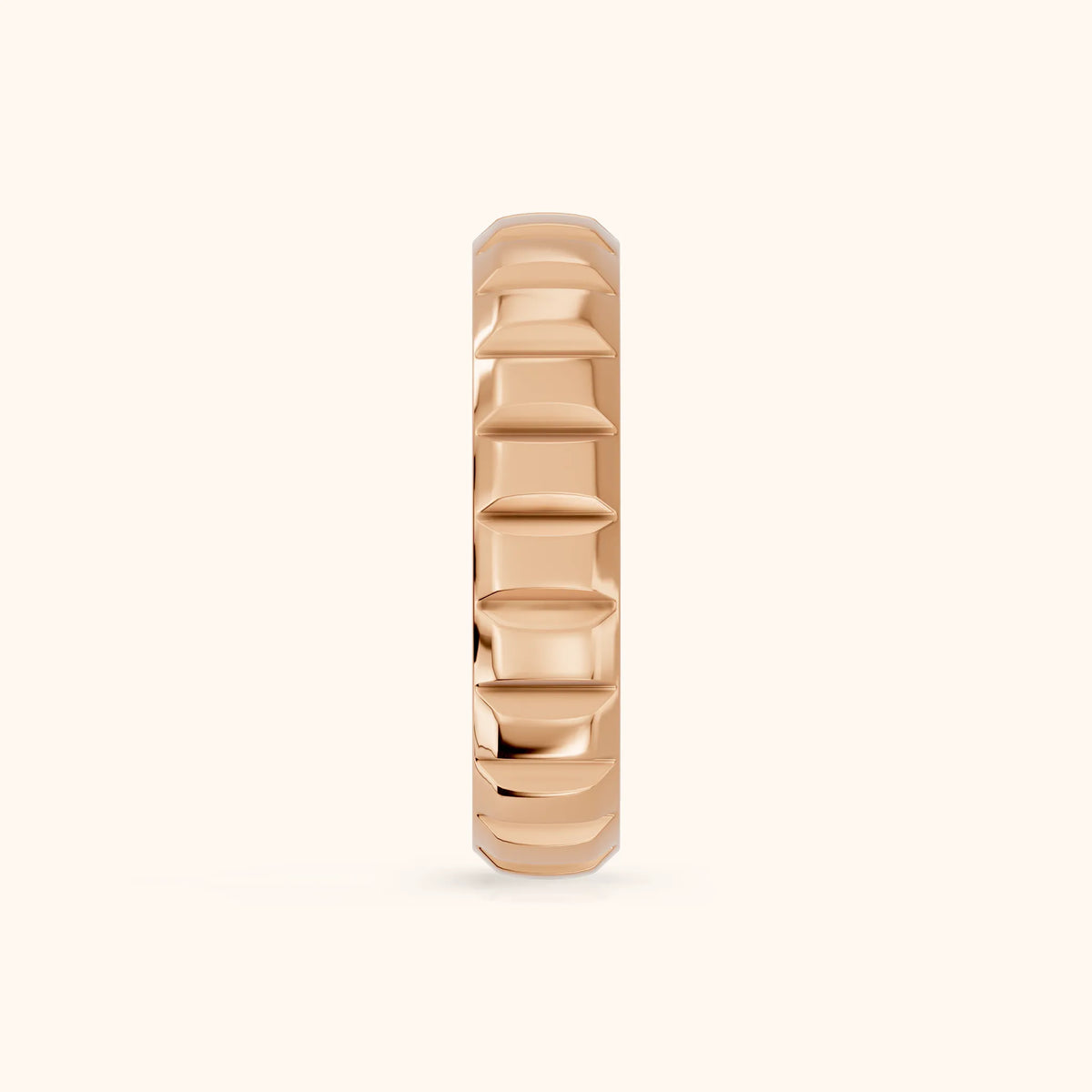 Odile Grooved Low Dome Wedding Band in Rose Gold - SideView