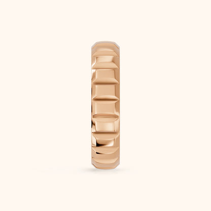 Odile Grooved Low Dome Wedding Band in Rose Gold - SideView