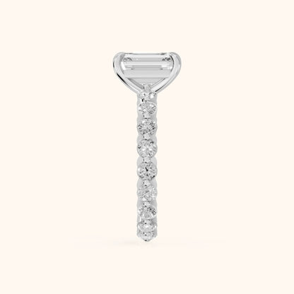 Piper Sidestone Emerald Diamond Engagement Ring in White Gold - SideView.webp