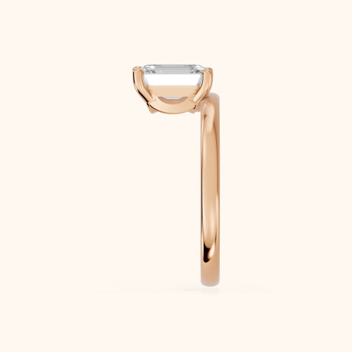 Maisie Four Prong Solitaire Emerald Diamond Engagement Ring in Rose Gold - SideView.webp