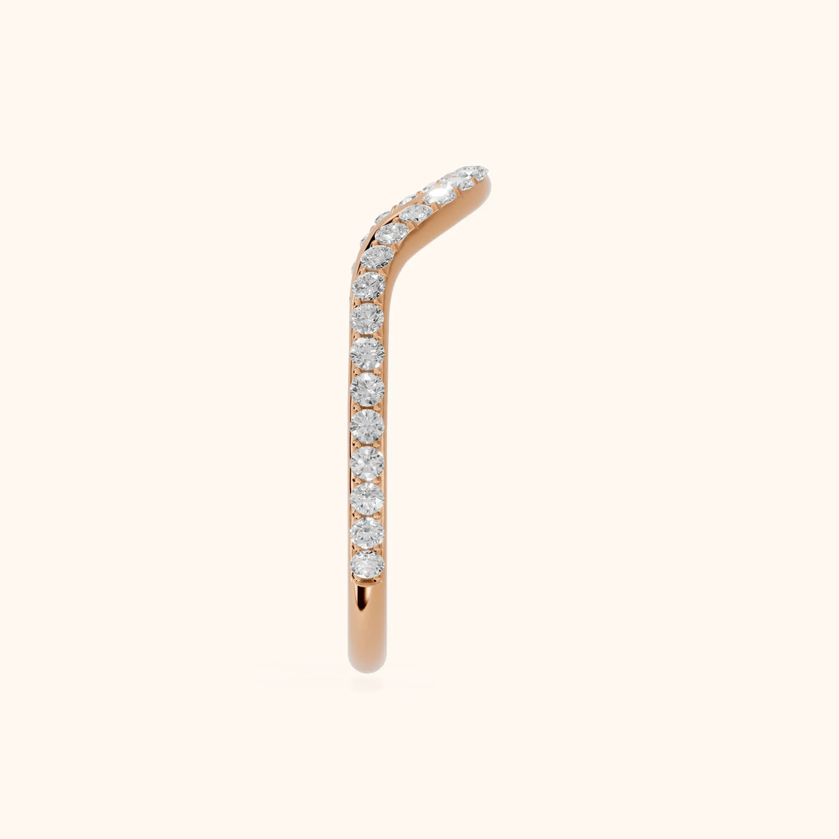 Juliette Contour Round Diamond Stackable Ring in Rose Gold - SideView