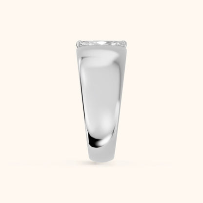 Marta Low Dome Marquise Diamond Wedding Band in Silver - SideView