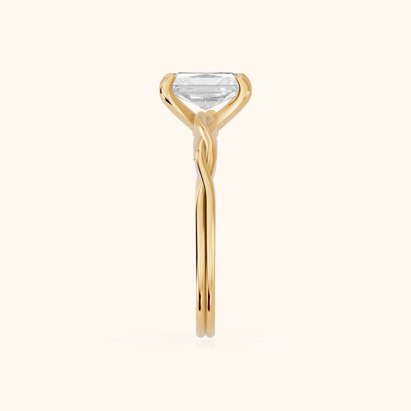 Iris Twist Radiant Diamond Engagement Ring in Yellow Gold - SideView
