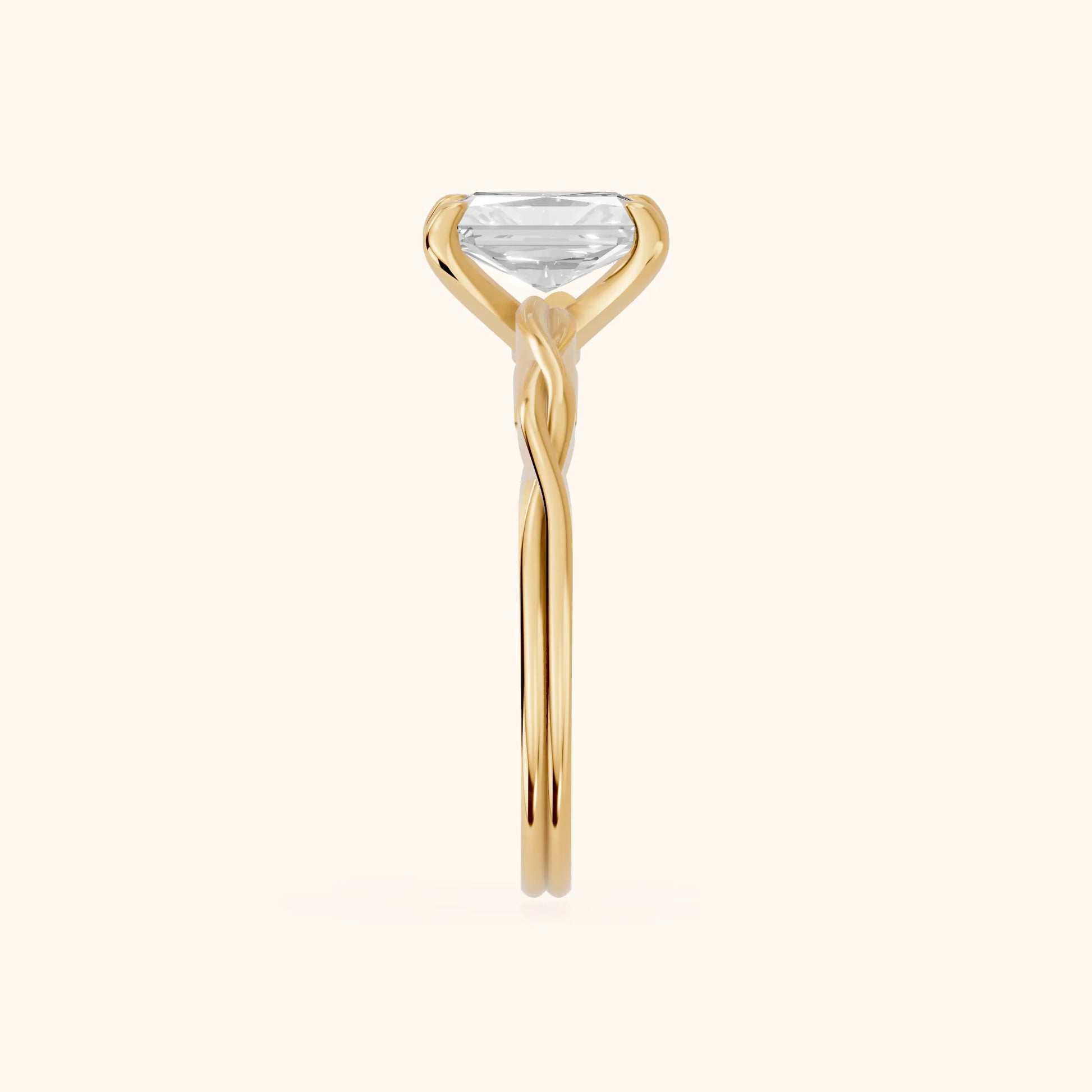 Iris Twist Radiant Diamond Engagement Ring in Yellow Gold - SideView