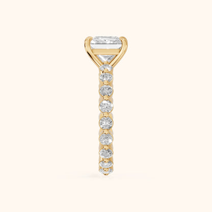 Piper Sidestone Princess Diamond Engagement Ring in Yellow Gold - SideView.webp