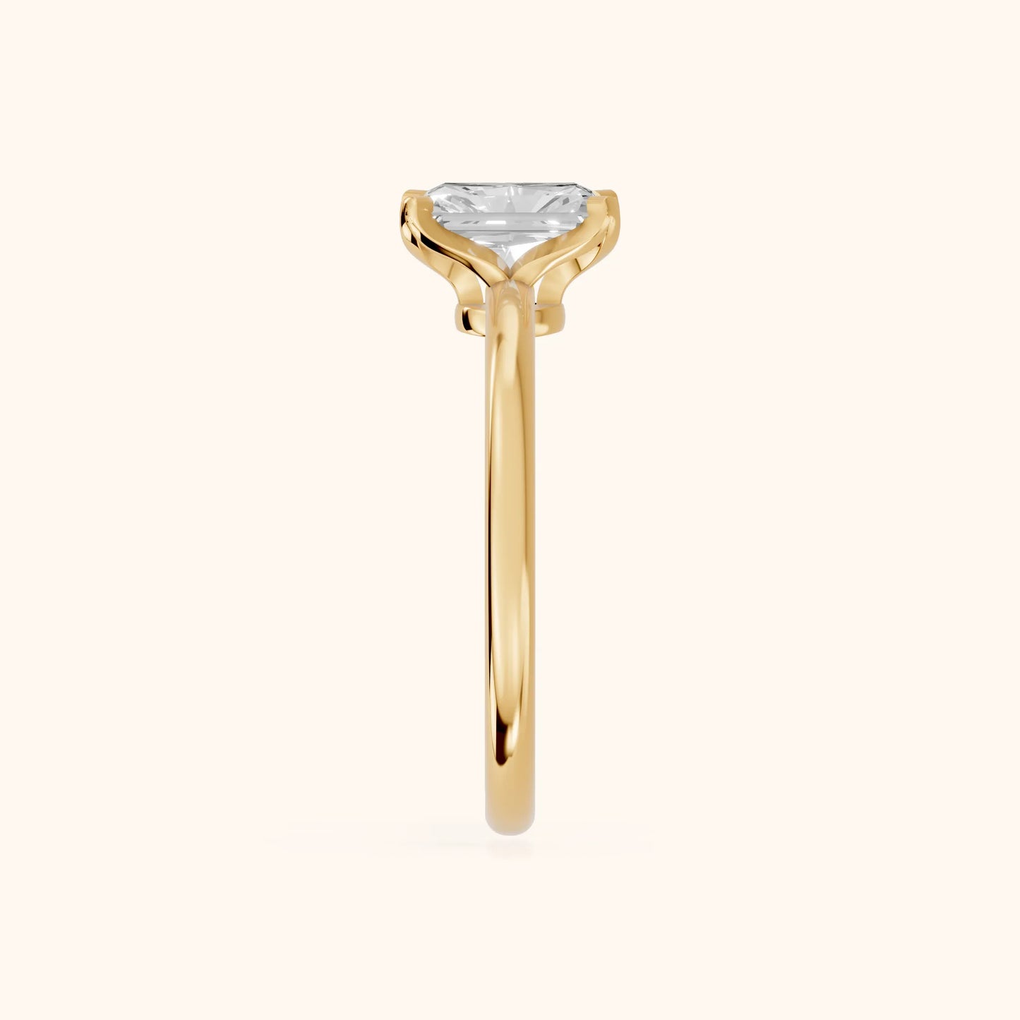 Flora Guardian Solitaire Radiant Diamond Engagement Ring in Yellow Gold - SideView