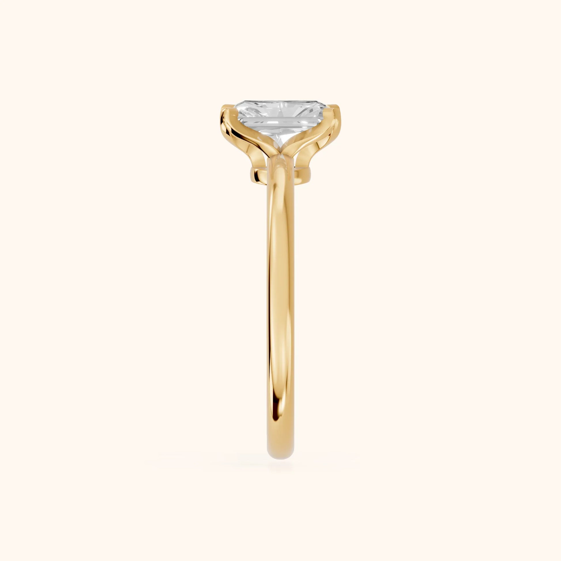 Flora Guardian Solitaire Radiant Diamond Engagement Ring in Yellow Gold - SideView