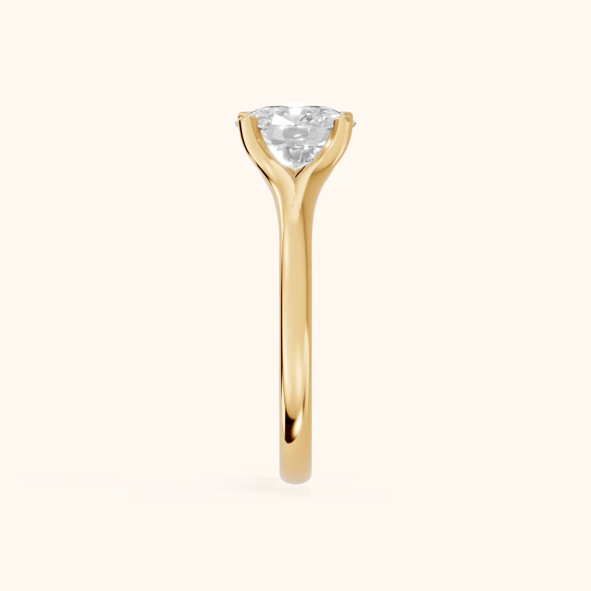 Nell Split Shank Solitaire Cushion Diamond Engagement Ring in Yellow Gold - SideView.webp