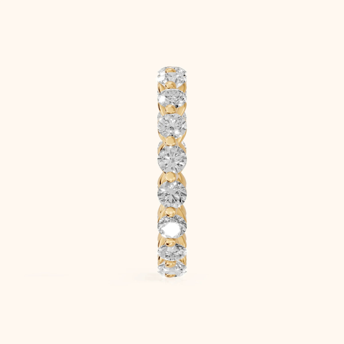 Roshni Shared Prong Round Diamond Eternity Band in Yellow Gold - SideView