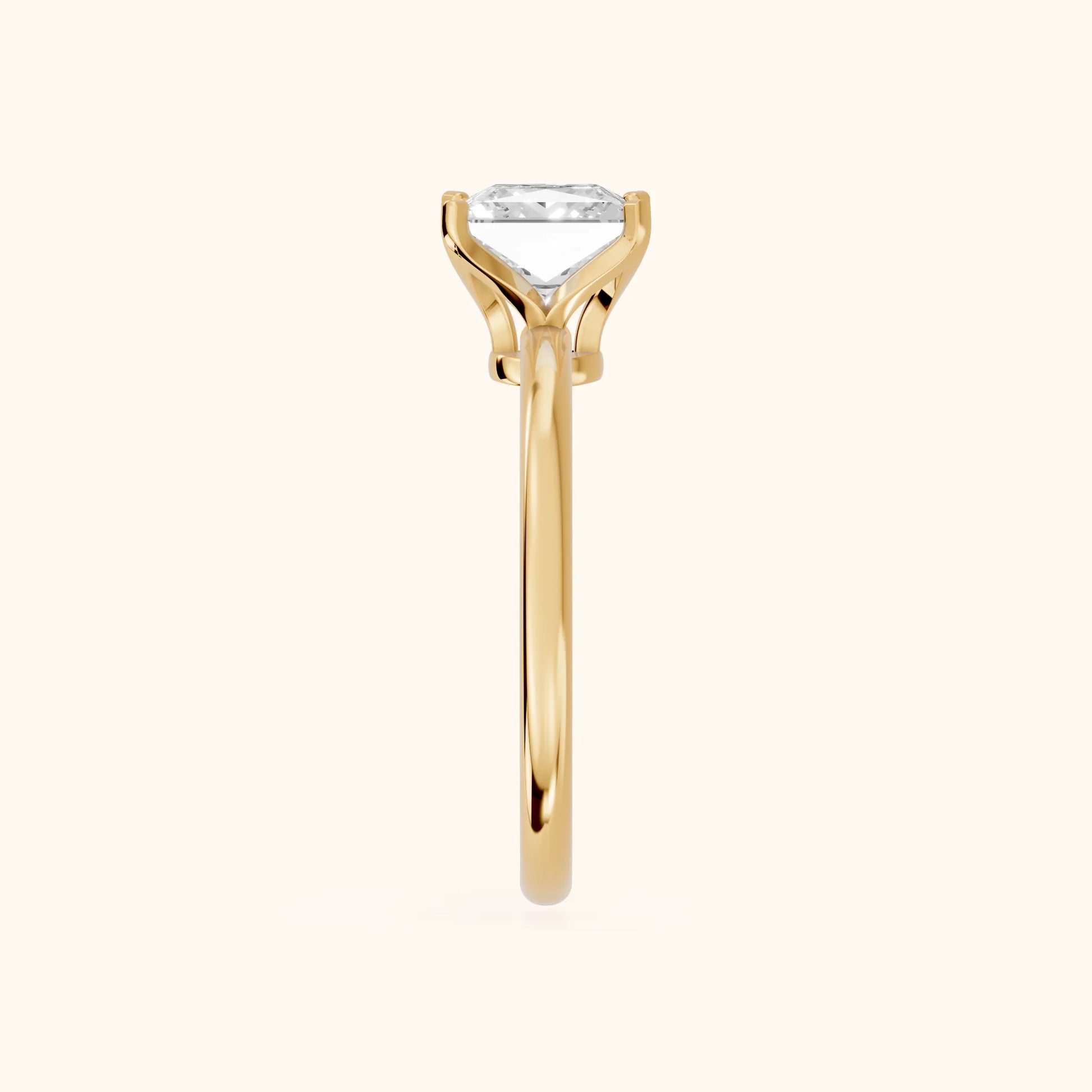 Flora Guardian Solitaire Princess Diamond Engagement Ring in Yellow Gold - SideView