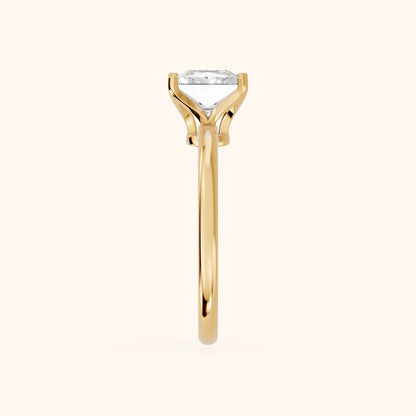 Flora Guardian Solitaire Princess Diamond Engagement Ring in Yellow Gold - SideView