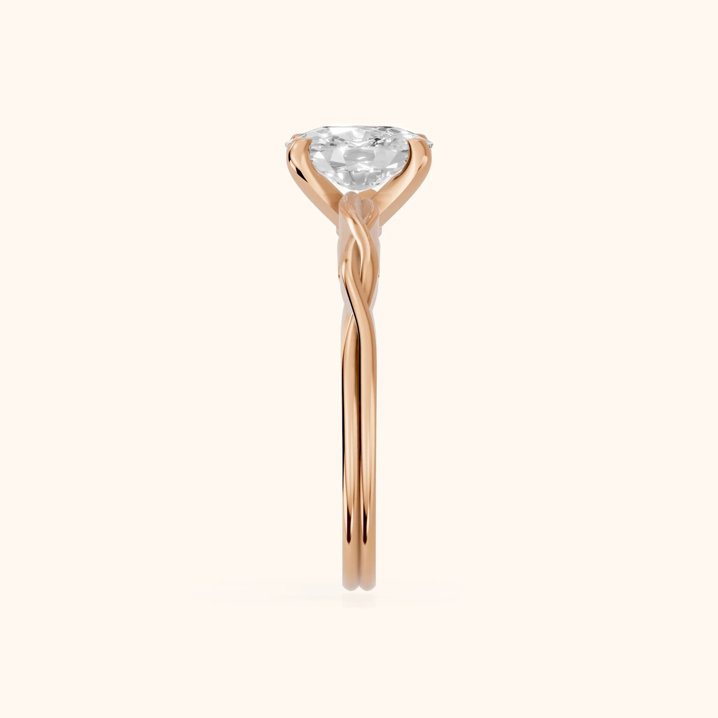 Iris Twist Cushion Diamond Engagement Ring in Rose Gold - SideView