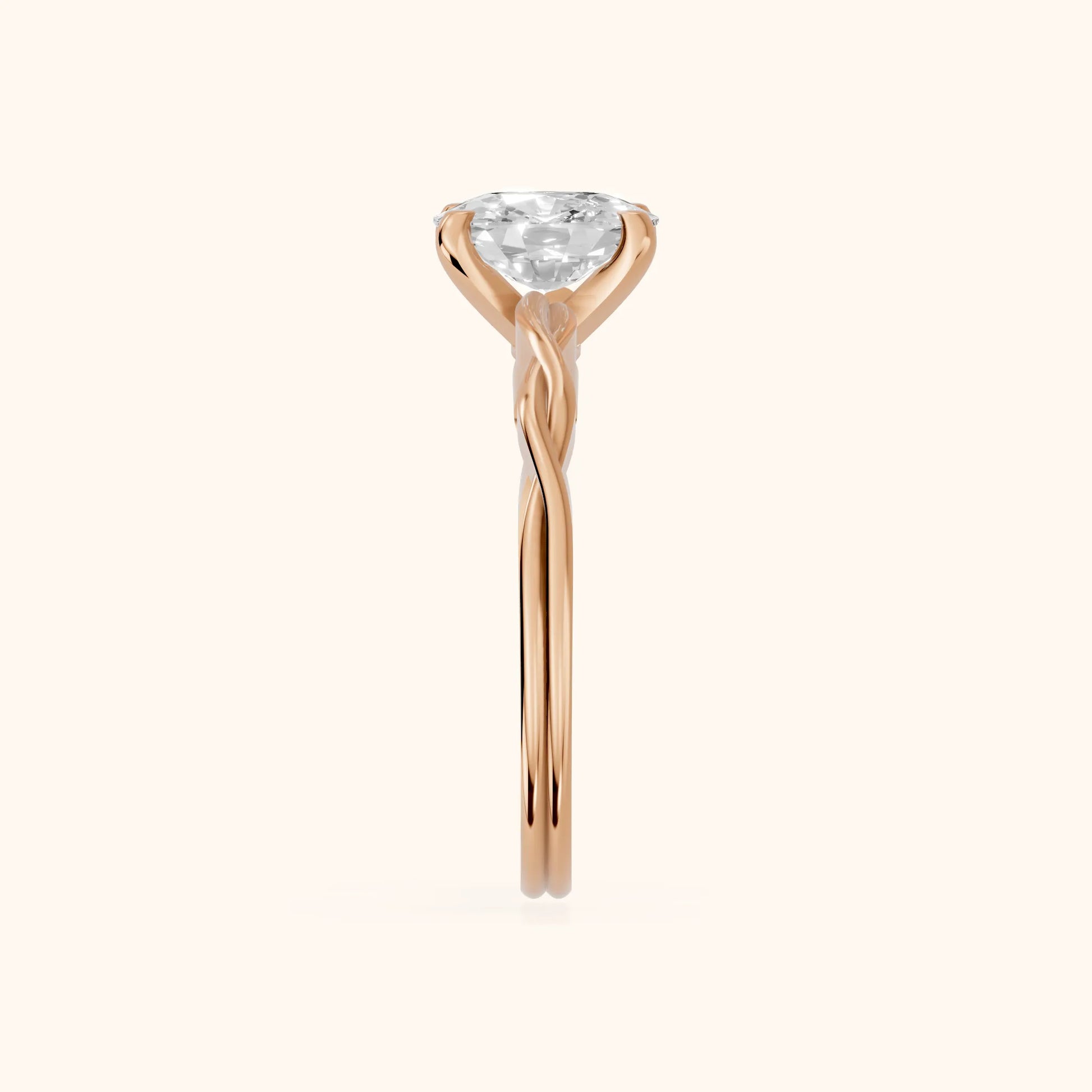 Iris Twist Cushion Diamond Engagement Ring in Rose Gold - SideView