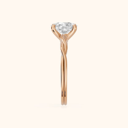Iris Twist Cushion Diamond Engagement Ring in Rose Gold - SideView