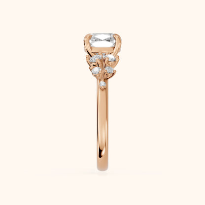 Mirabelle Cluster Cushion Diamond Engagement Ring in Rose Gold - SideView.webp