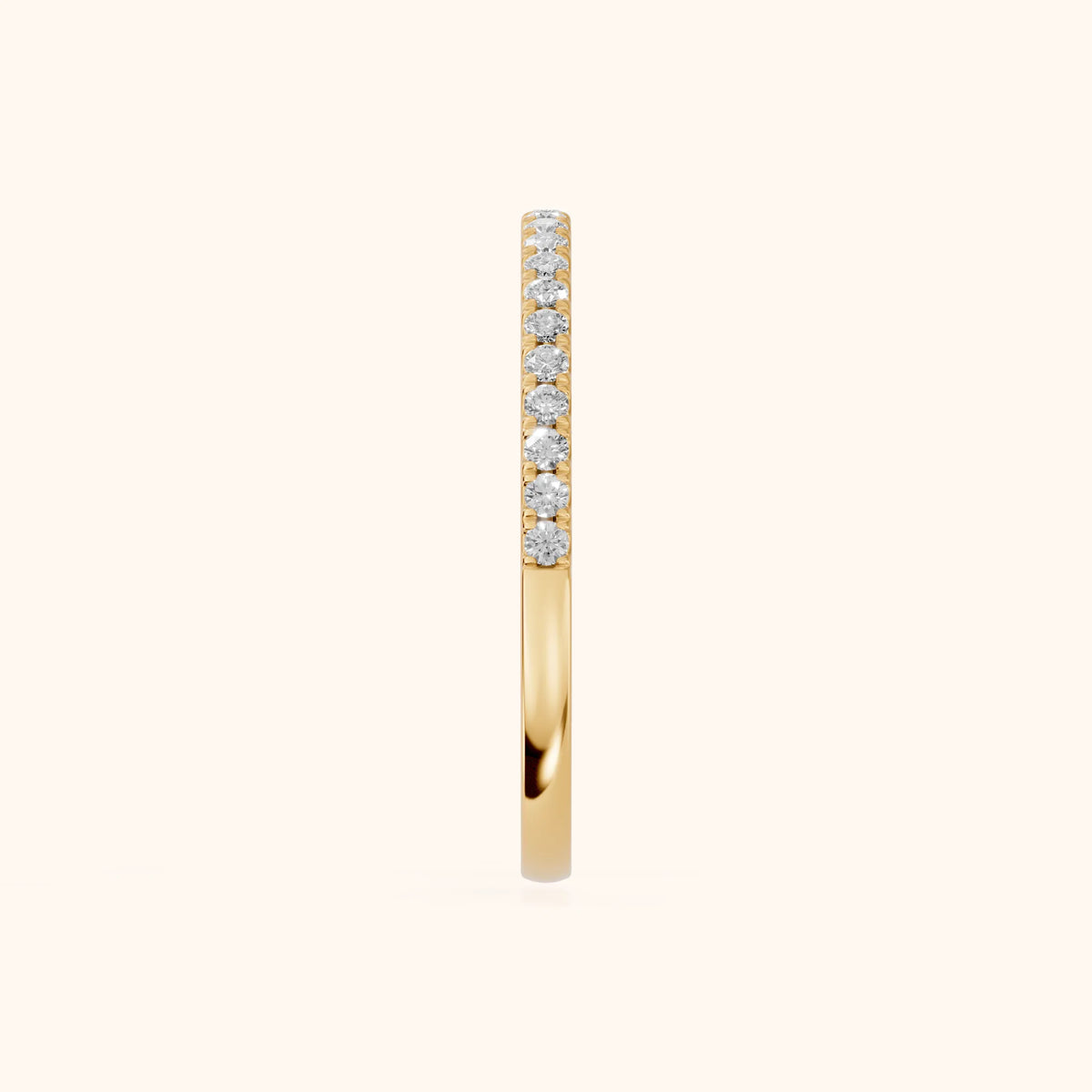 Milena Micropavé Round Diamond Half Eternity Band in Yellow Gold - SideView