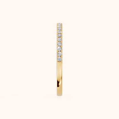 Milena Micropavé Round Diamond Half Eternity Band in Yellow Gold - SideView
