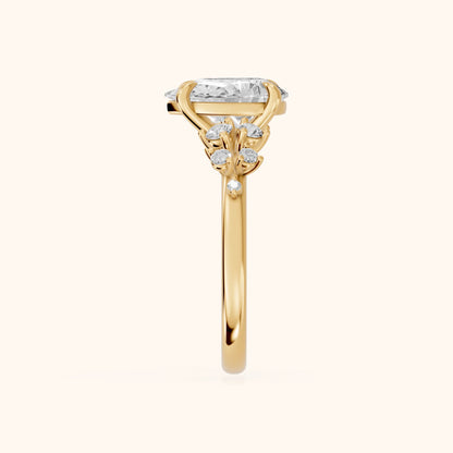 Evelina Bloom Pear Diamond Engagement Ring in Yellow Gold - SideView