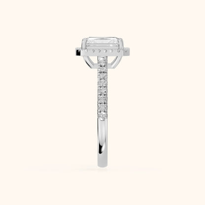 Mabel Halo French Pavé Radiant Diamond Engagement Ring in White Gold - SideView.webp