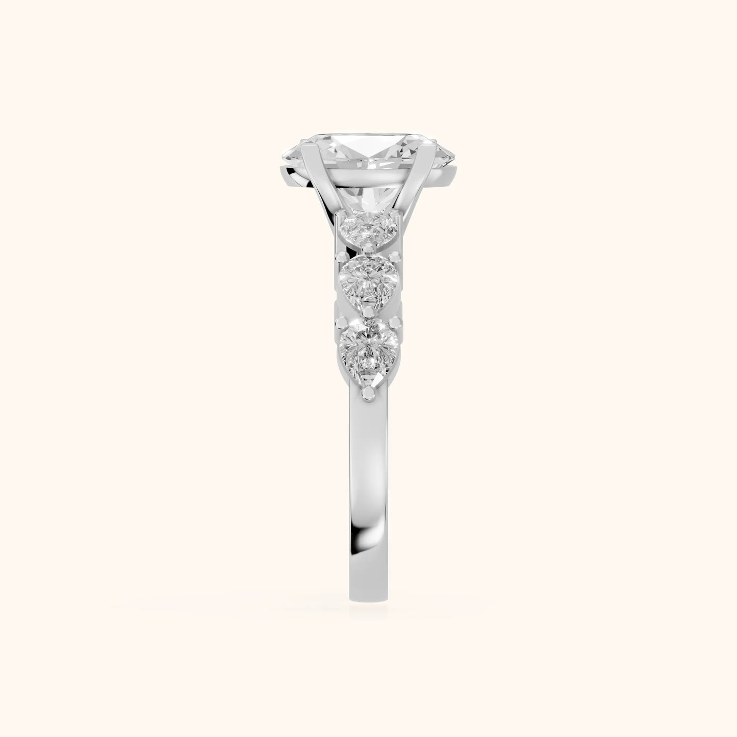 Iris Oval Diamond Bridal Set in Silver - SideView