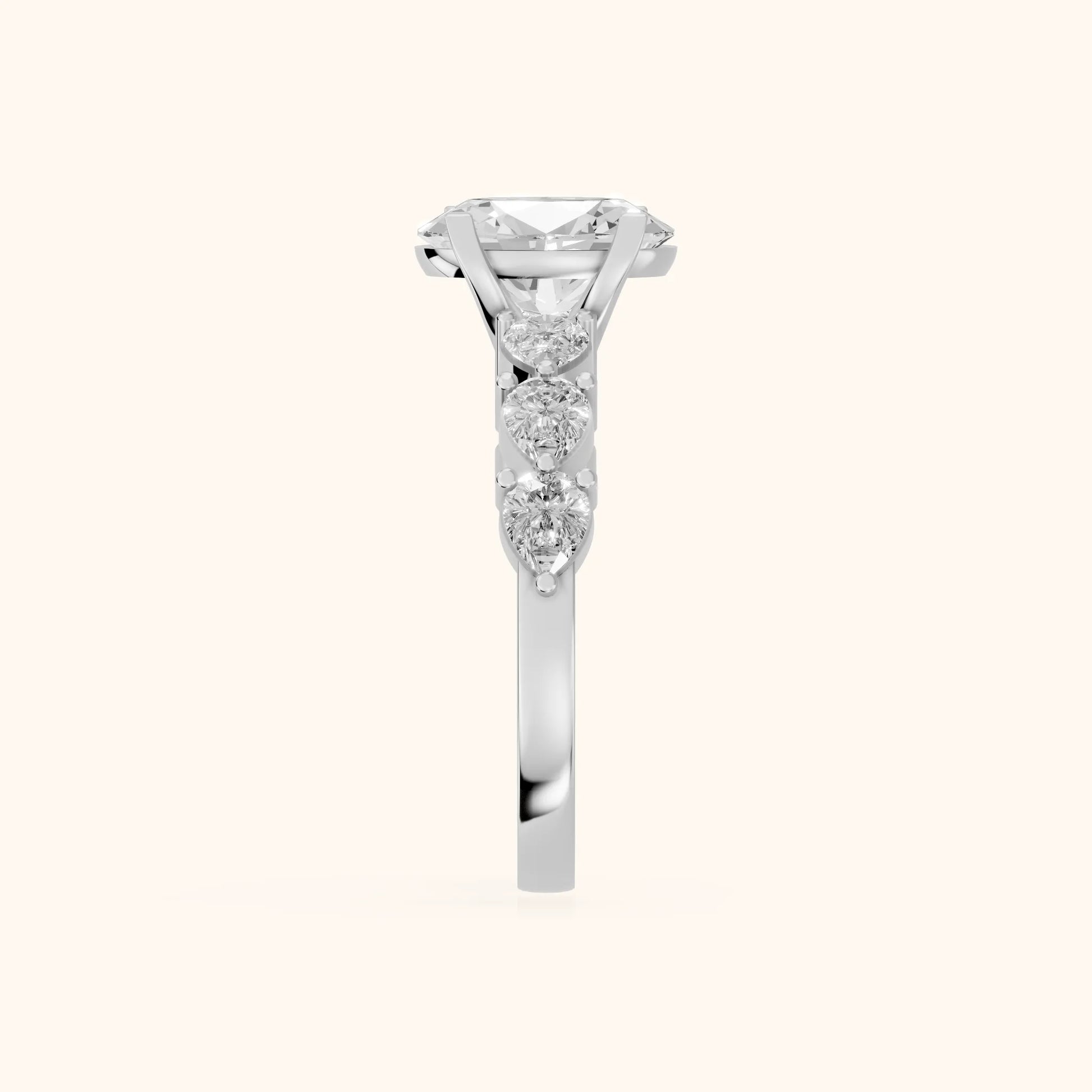 Iris Oval Diamond Bridal Set in Silver - SideView