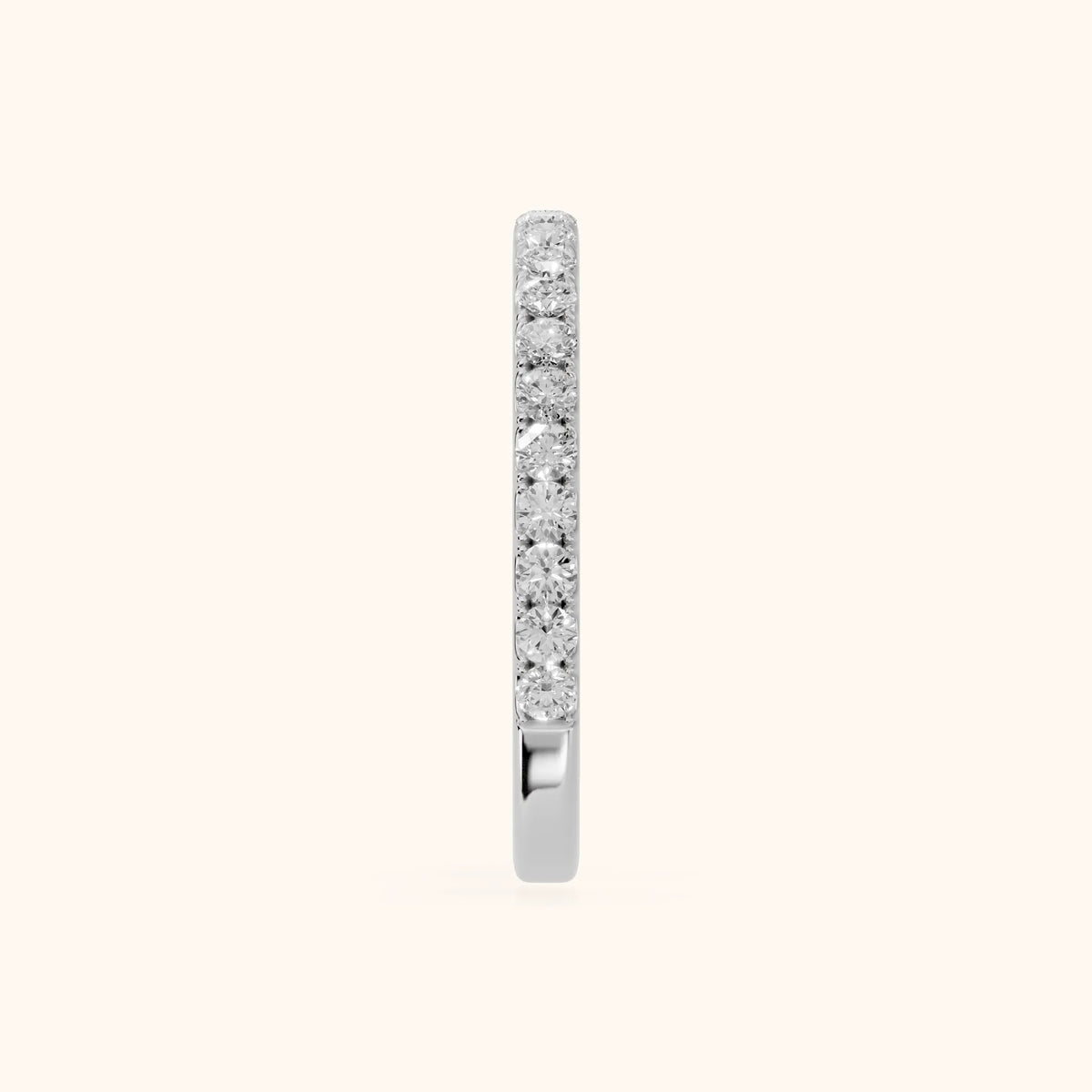 Jaya French Pavé Round Diamond Half Eternity Band in White Gold - SideView