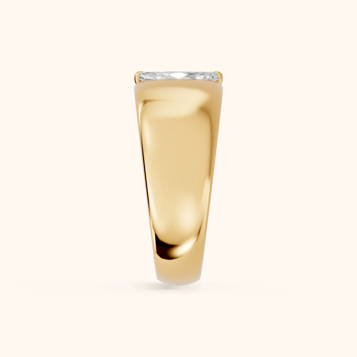 Marta Low Dome Marquise Diamond Wedding Band in Yellow Gold - SideView