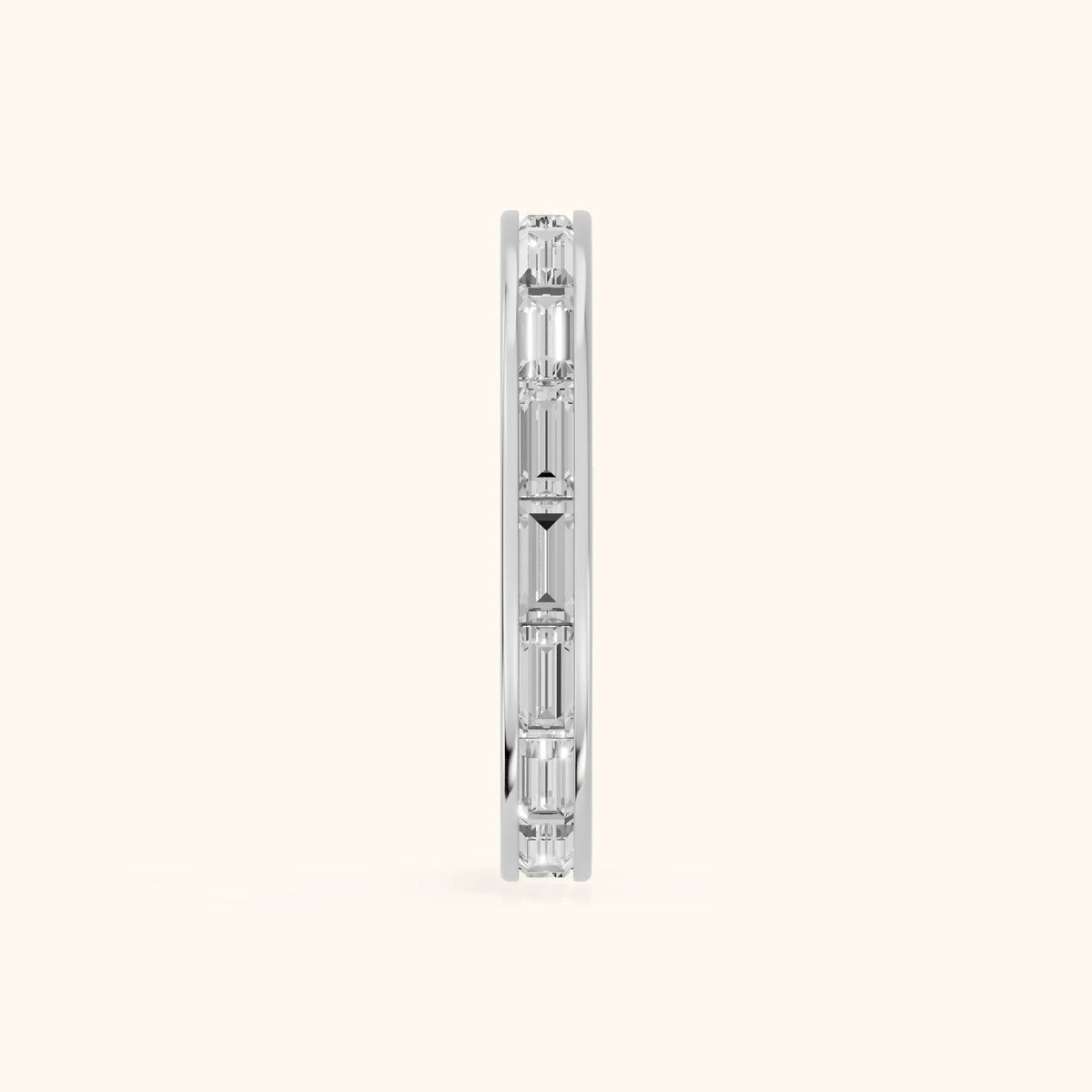Marisol Channel Set Baguette Diamond Eternity Band in Platinum - SideView