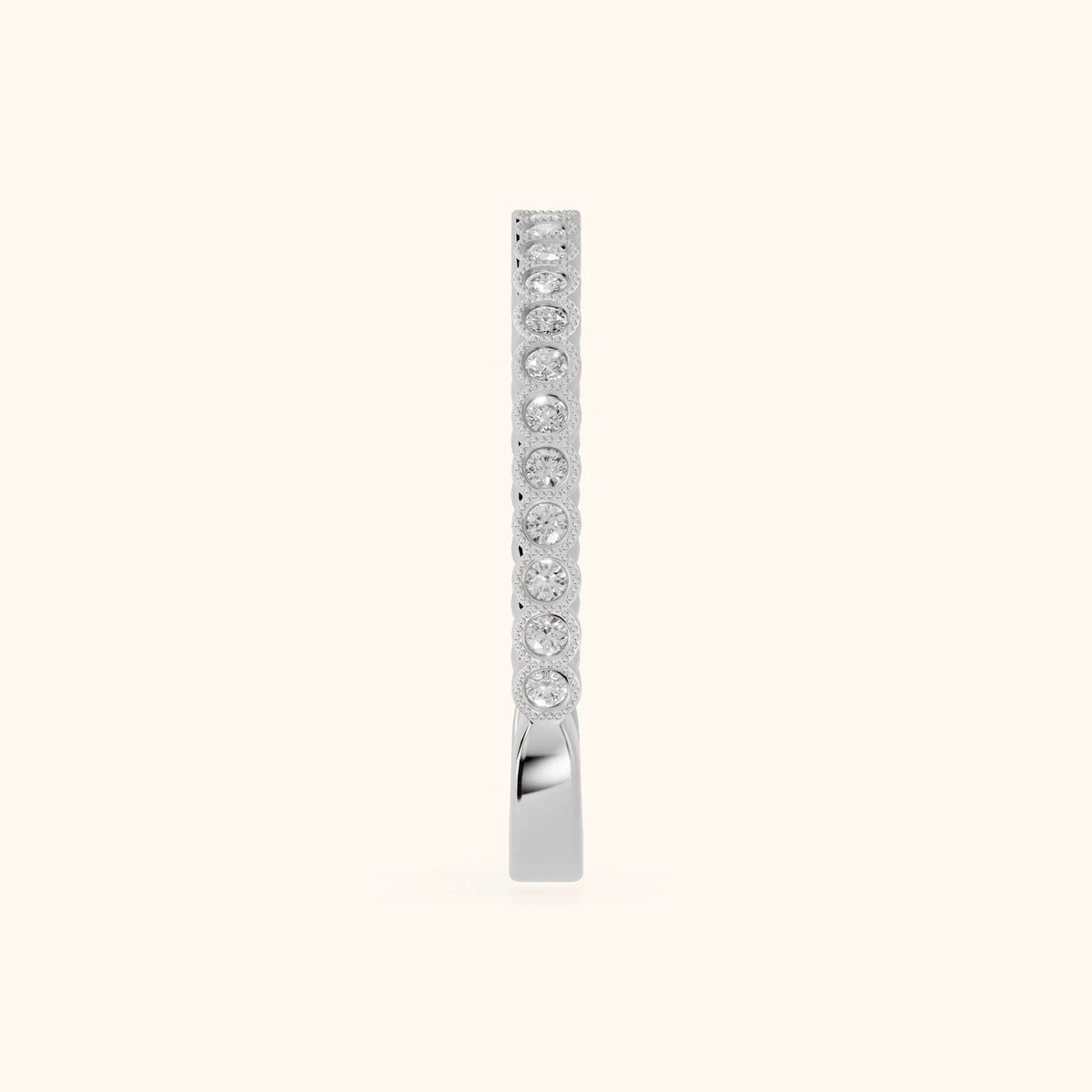 Marielle Milgrain Bezel Round Diamond Half Eternity Band in Silver - SideView