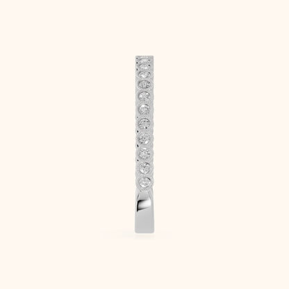 Marielle Milgrain Bezel Round Diamond Half Eternity Band in Silver - SideView