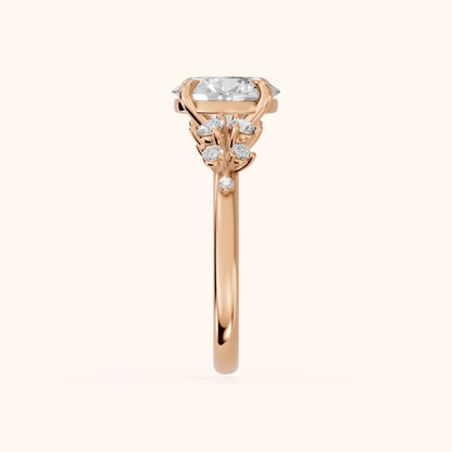 Mirabelle Cluster Oval Diamond Engagement Ring in Rose Gold - SideView.webp