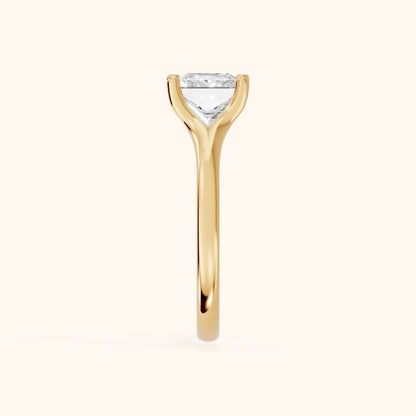 Nell Split Shank Solitaire Princess Diamond Engagement Ring in Yellow Gold - SideView.webp