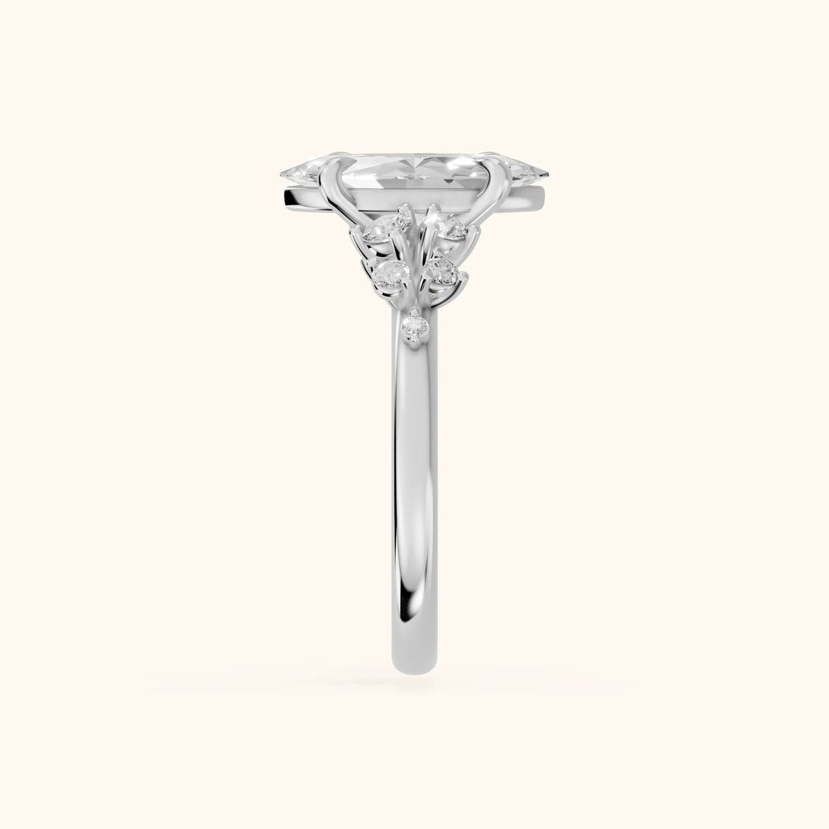 Mirabelle Cluster Marquise Diamond Engagement Ring in White Gold - SideView.webp