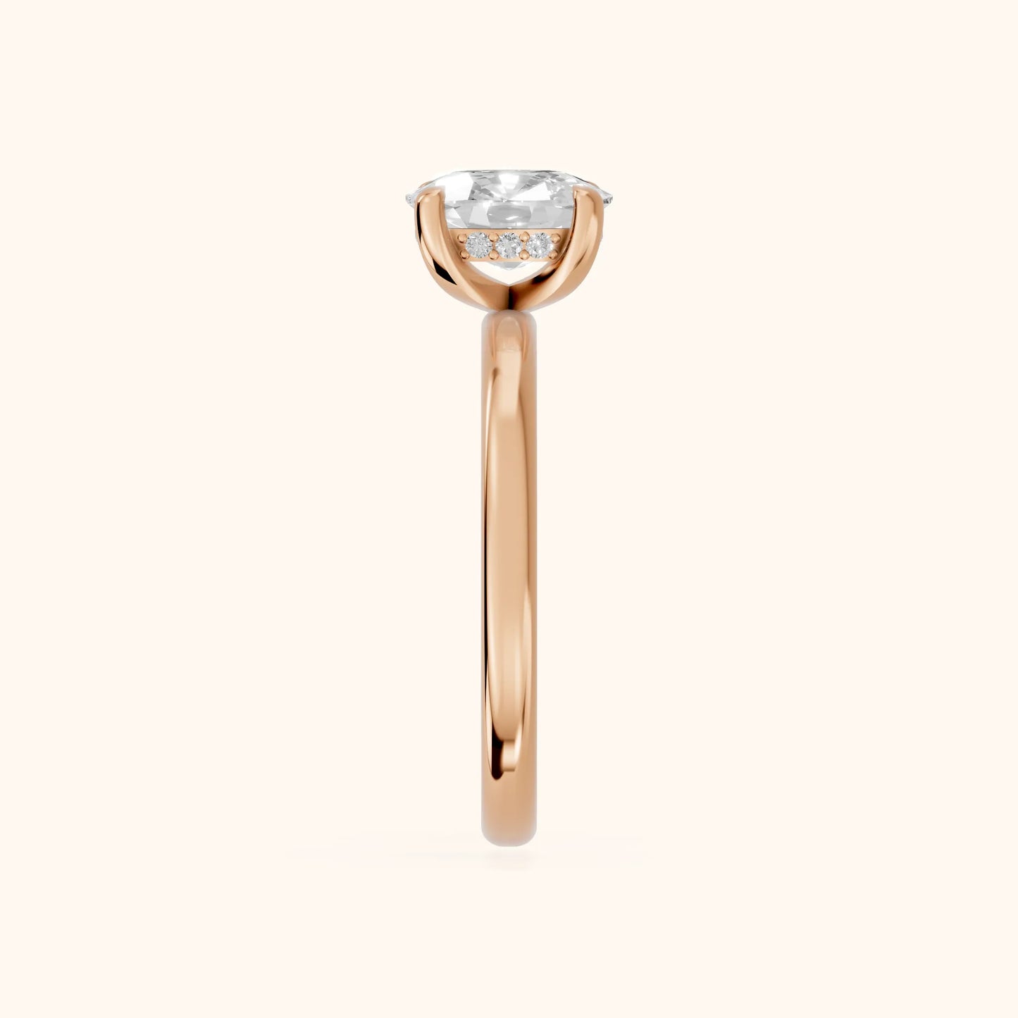 Charlotte Charm Cushion Diamond Solitaire Ring in Rose Gold - SideView