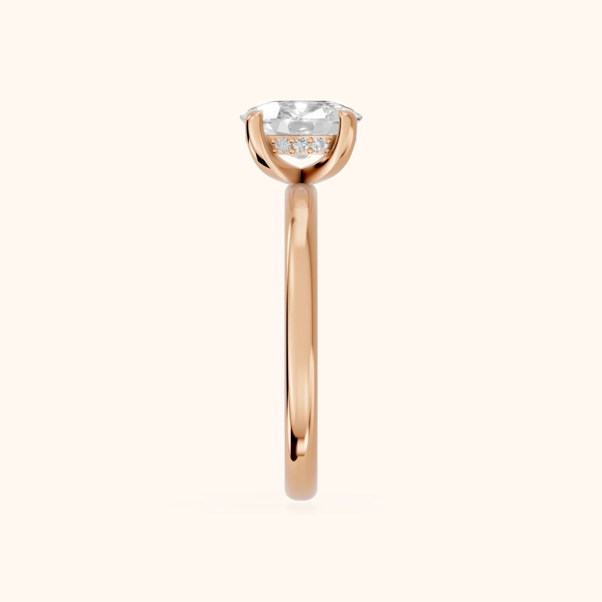 Charlotte Charm Cushion Diamond Solitaire Ring in Rose Gold - SideView