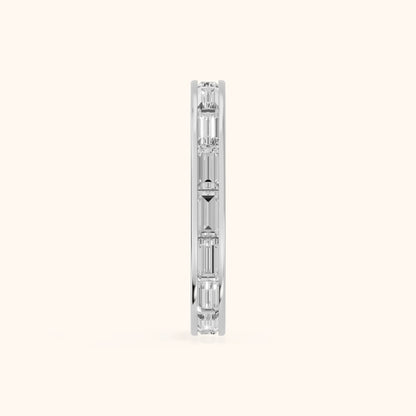 Marisol Channel Set Baguette Diamond Eternity Band in Silver - SideView