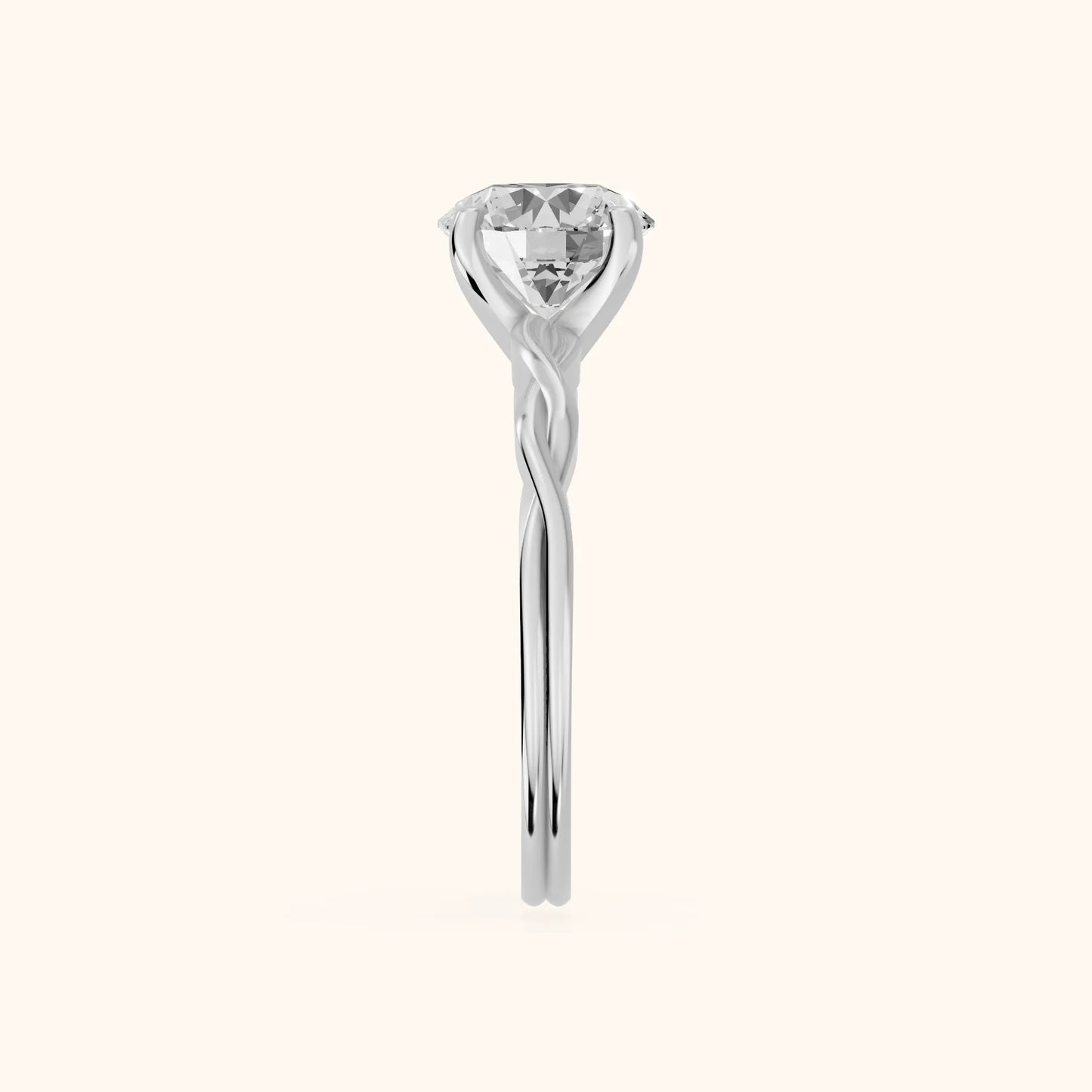 Iris Twist Round Diamond Engagement Ring in Silver - SideView