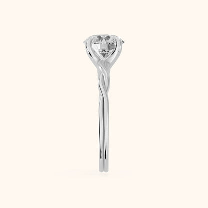Iris Twist Round Diamond Engagement Ring in Silver - SideView