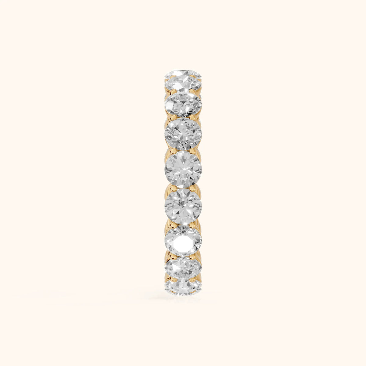 Dara Shared Prong Round Diamond Eternity Band in Yellow Gold - SideView