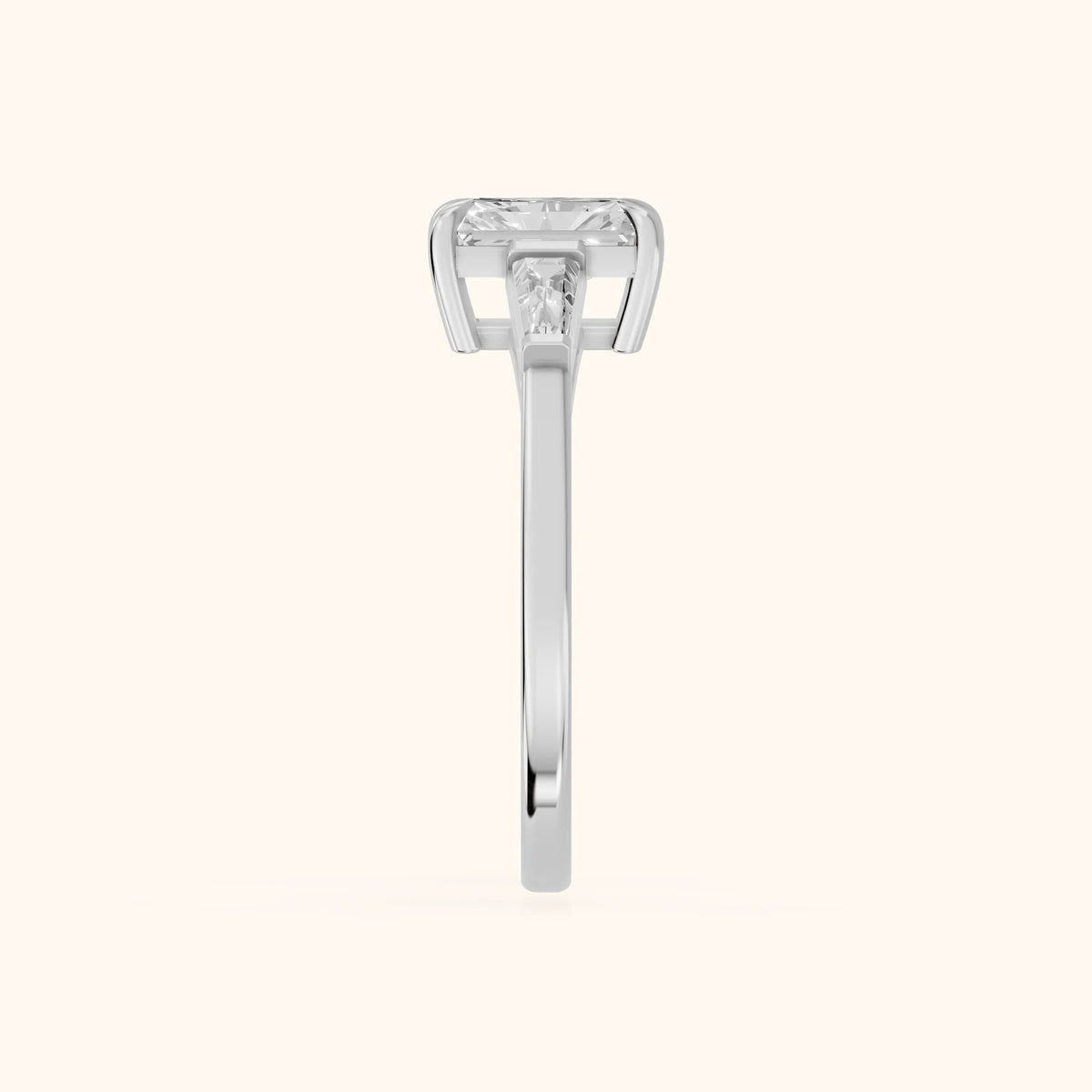 Winnie Three-Stone Radiant Diamond Engagement Ring in White Gold - SideView.webp